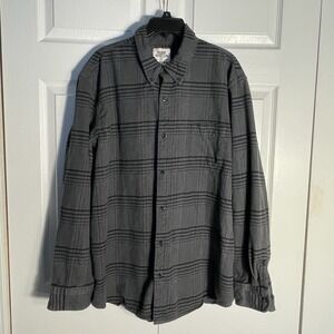 Blake Shelton x Lands End Shirt Men XXL Gray Plaid Cotton Flannel Button Down